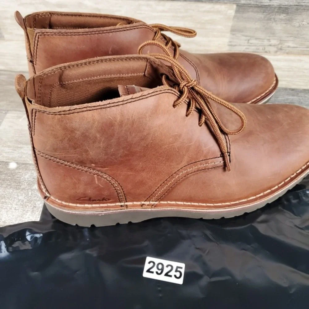 Clarks Eastridge Mid Mens Chukka Boots Sz 10 W Light Brown Leather Mid‎ Top